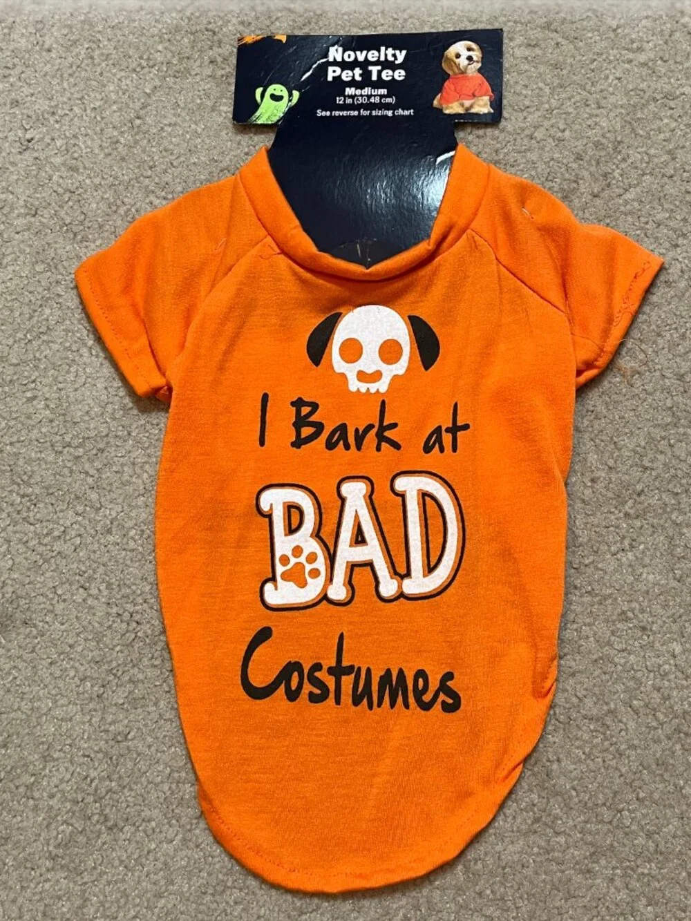 Halloween Novelty Pet Tee 🎃🐾 | “I Bark at BAD Costumes” | Medium | NWT